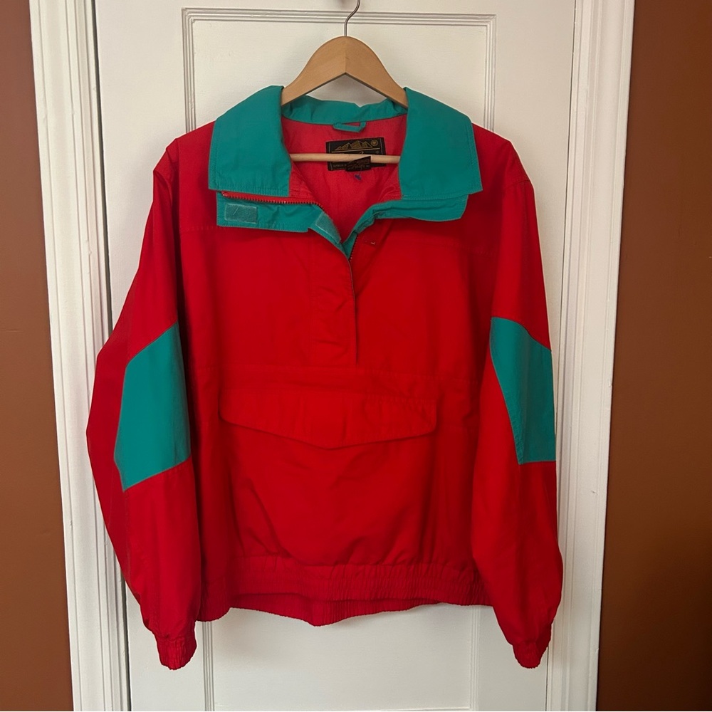 EUC Vintage Eddie Bauer Red Anorak with Teal Trim
